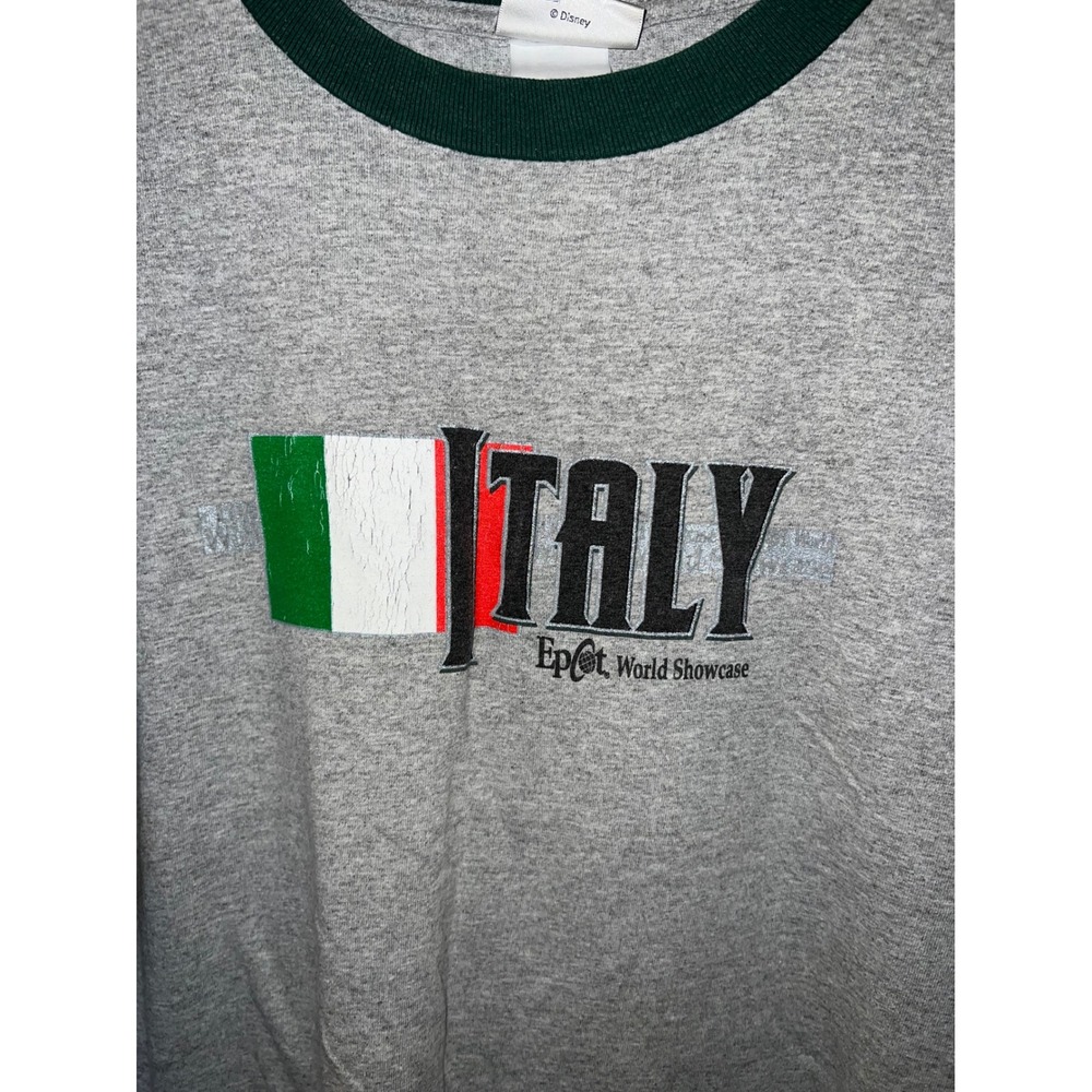 Disney Epcot World Showcase Italy Ringer T-Shirt Gray Green Mens Large L - Picture 2 of 5
